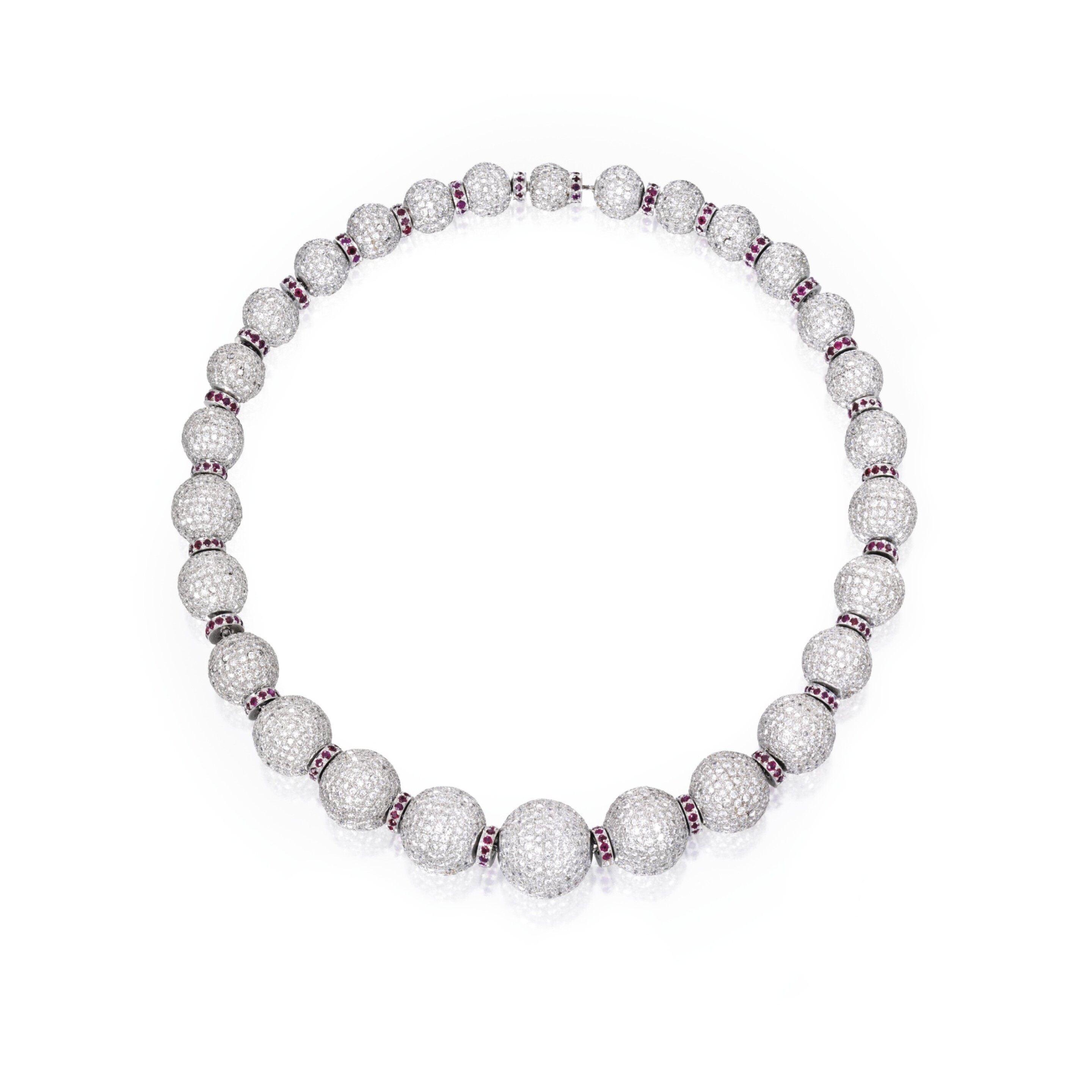 (#14) A White Gold, Diamond and Ruby Necklace