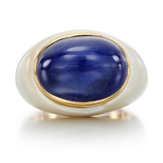 View 1 of Lot 17: Sapphire and agate ring, 1980s