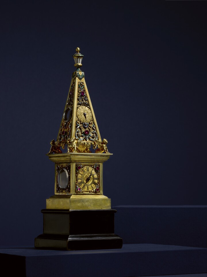 Josephus Quash, London, A Magnificent Over-Sized Gilt-Metal Astronomical Watch with Rock Crystal Scallop-Form Case, circa 1665.