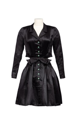 View 1 of Lot 73: By Karl Lagerfeld Haute Couture Black Satin Cutout Blazer Dress, Spring 1995