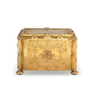View 1 of Lot 411: An Austrian gilt-copper writing casket, by Georg Martin Gizl, Salzburg, circa 1740-1744