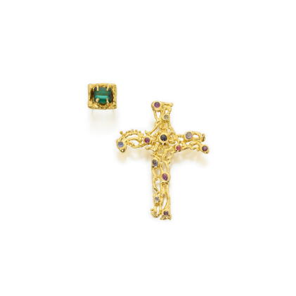 Catalog image of Gold and gem set pendant and a tourmaline ring, 1970s