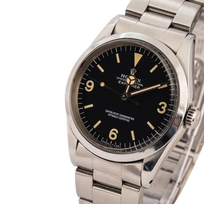 Catalog image of rolex explorer, ref. 1016, a stainless steel wristwatch with bracelet, circa 1979