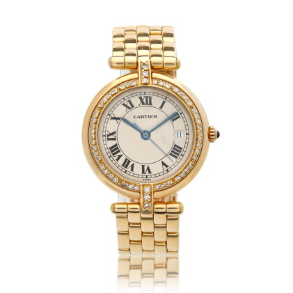 Catalog image of Panthere Vendome, A yellow gold and diamond-set bracelet watch with date, Circa 2000