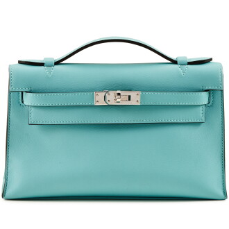 View 1 of Lot 50: Bleu Atoll Swift Kelly Pochette Palladium Hardware, 2016