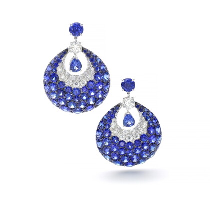 Catalog image of Pair of sapphire and diamond earrings
