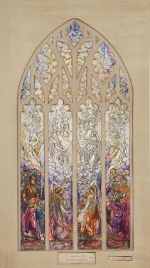 View 1 of Lot 550: Cartoon for “Te Deum Laudamus” Window