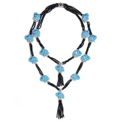Catalog image of gem set and diamond necklace, 'elefanti', michele della valle