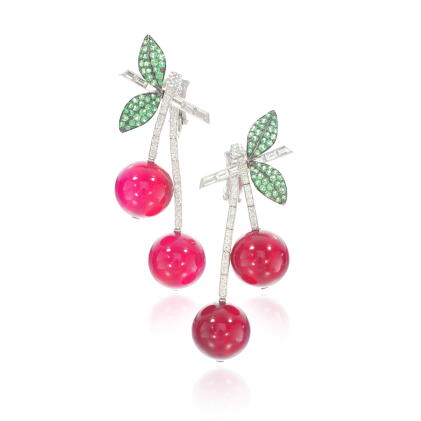 Catalog image of Pair of gem set and diamond earrings
