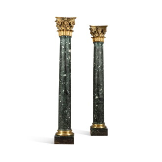 View 1 of Lot 548: Paire de colonnes en marbre verde antico et bronze doré, Italie, XIXe siècle