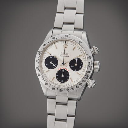 Catalog image of Reference 6265 'Big Red' Daytona | A stainless steel chronograph wristwatch wit…
