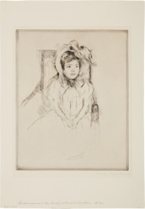Catalog image of Margot Wearing a Large Bonnet, Seated in an Armchair (Breeskin 192)