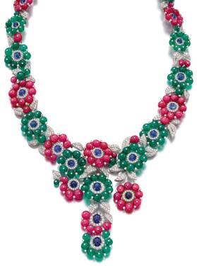 View 1 of Lot 91:  MICHELE DELLA VALLE | GEM SET AND DIAMOND NECKLACE
