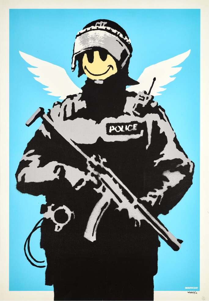 Banksy, Flying Copper screenprint