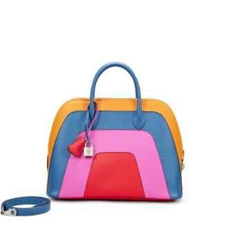 View 1 of Lot 24: Limited Edition Apricot, Bleu Agate, Magnolia and Rouge Casaque Epsom Sunset Rainbow Bolide 30 Palladium Hardware, 2020