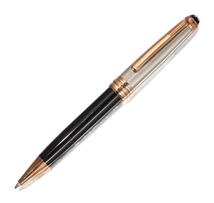 Catalog image of montblanc | a limited edition resin and sterling plated ballpoint pen, circa 2000