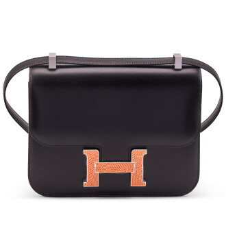 View 1 of Lot 92: Black Box Constance 24 Orange Salvator Lizard Palladium Hardware, 2024