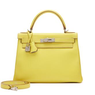 View 1 of Lot 193: Lime Epsom and Gris Perle Verso Kelly 28 Retourné Palladium Hardware, 2014