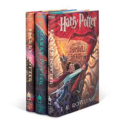 View 1 of Lot 1093: Rowling, J.K. | First American editions of the first three books in the Harry Potter series, signed