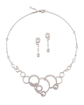Catalog image of chopard | 'happy diamonds' diamond demi-parure | 蕭邦 'happy diamonds' 鑽石項鏈及吊耳環套裝