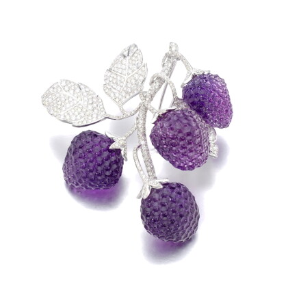 Catalog image of michele della valle | amethyst and diamond brooch