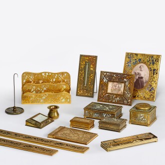 View 1 of Lot 10: Fifteen-Piece "Grapevine" Desk Set