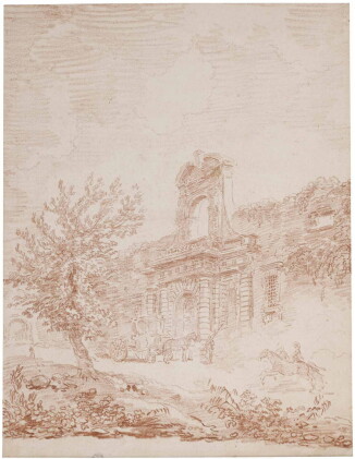 Catalog image of hubert robert | vignola's gate to the farnese gardens, rome, with a coach and horses