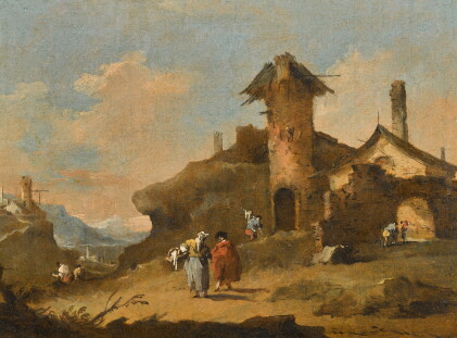 Catalog image of Capriccio landscape with ruined buildings and figures in the foreground