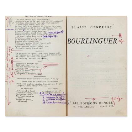 Catalog image of Bourlinguer. Paris, 1948. In-12. Demi-maroquin vert à coins. Epreuves corrigées…