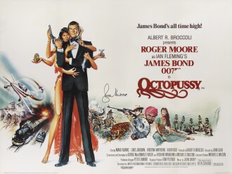 View 1 of Lot 128:  Octopussy  (1983) Poster, British, Signed by Roger Moore