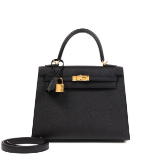 View 1 of Lot 625: Black Epsom Kelly 25 Sellier Gold Hardware, 2025