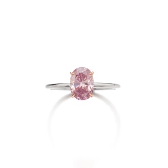 View 1 of Lot 607: Fancy deep purplish pink diamond ring