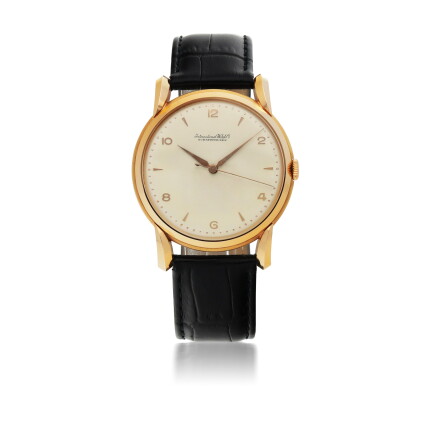 Catalog image of iwc | pink gold wristwatch with architectural lugs, circa 1955