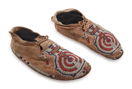 Catalog image of Pair of Cheyenne Beaded Hide Moccasins