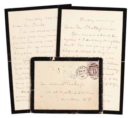 Twain, two autograph letters signed, to Andrew Chatto, 1896, with three related letters