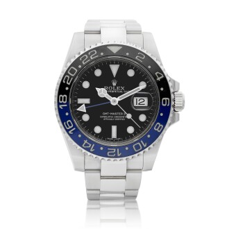 View 1 of Lot 8239: GMT-Master II, Reference 116710 BLNR | A stainless steel dual time zone wristwatch with date and bracelet, Circa 2014 | 勞力士 GMT-Master II 型號116710 BLNR | 精鋼兩地時間鏈帶腕錶，備日期顯示，約2014年製