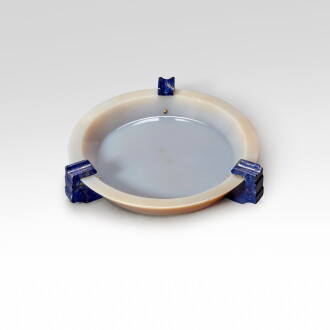 View 1 of Lot 348: A French agate, gold and lapis lazuli ash tray, Cartier, Paris, circa 1925