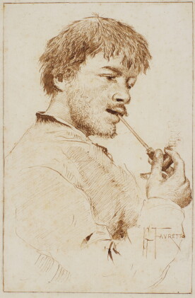 Catalog image of giacomo favretto | portrait of a man smoking a pipe
