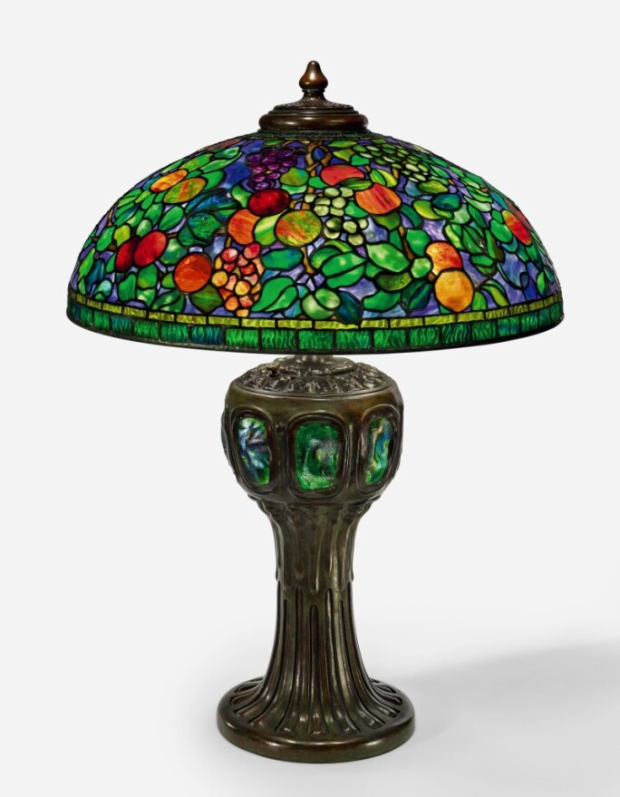 TIFFANY STUDIOS, A RARE "FRUIT" TABLE LAMP, CIRCA 1910-1915. ESTIMATE $500,000 – 700,000.