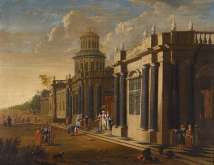 Catalog image of jacob balthasar peeters | elegant figures in oriental costume by a palace