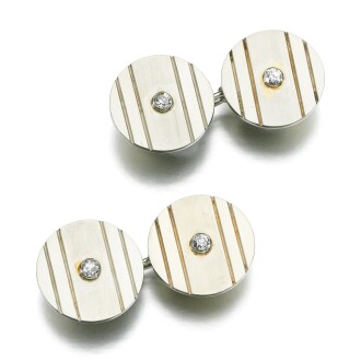 View 1 of Lot 126: Boucheron | Pair of diamond cufflinks, 1930s