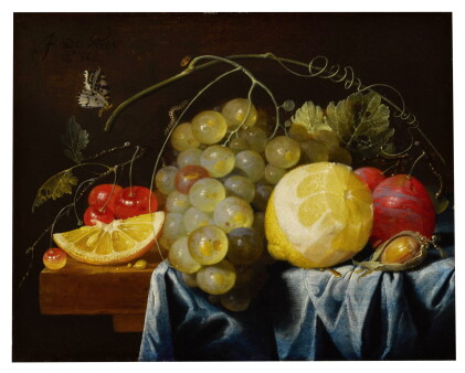 Catalog image of Still life of fruit, including lemons, grapes, pears and cherries, together wit…