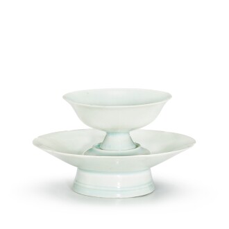 View 1 of Lot 5025: A qingbai cup and cupstand, Song dynasty 宋 青白釉高足盃及盞托