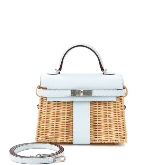 View 1 of Lot 5513: Limited Edition Bleu Brume Swift and Osier Wicker Mini Picnic Kelly II 20 Palladium Hardware, 2021