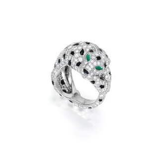 View 1 of Lot 6: Cartier | Onyx, Emerald and Diamond 'Panthère' Ring, France