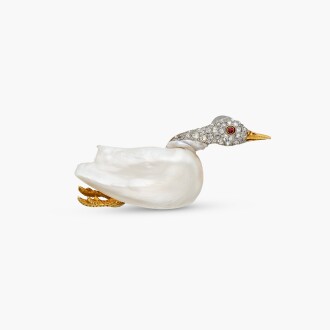 View 1 of Lot 312: Pearl, Diamond and Ruby Clip-Brooch