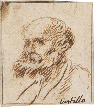 Catalog image of A) Head of an old man with a beard B) Study of an ear