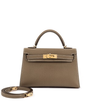 View 1 of Lot 1054: Etoupe Epsom Mini Kelly II 20 Gold Hardware, 2021