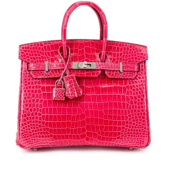 View 1 of Lot 3042: Rose Mexico Shiny Porosus Crocodile Birkin 25 Palladium Hardware, 2021