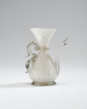 View 1 of Lot 234: A Venetian or façon de Venise small latticinio glass cruet, late 17th/early 18th century